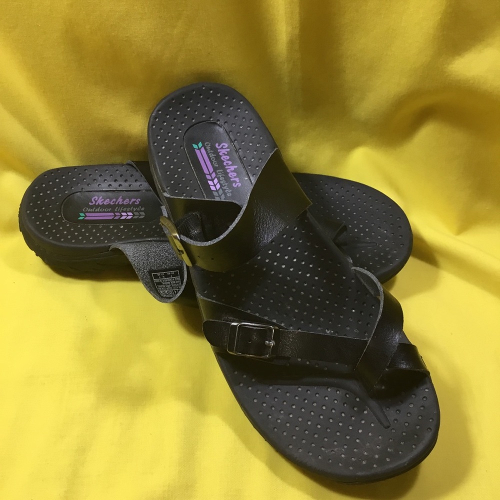 Skechers Women’s Black Strappy Buckle Sandals SZ 7 - Picture 15 of 15